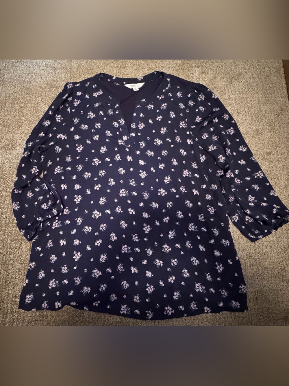 Market & Spruce Navy Floral Long-Sleeve Women’s Top